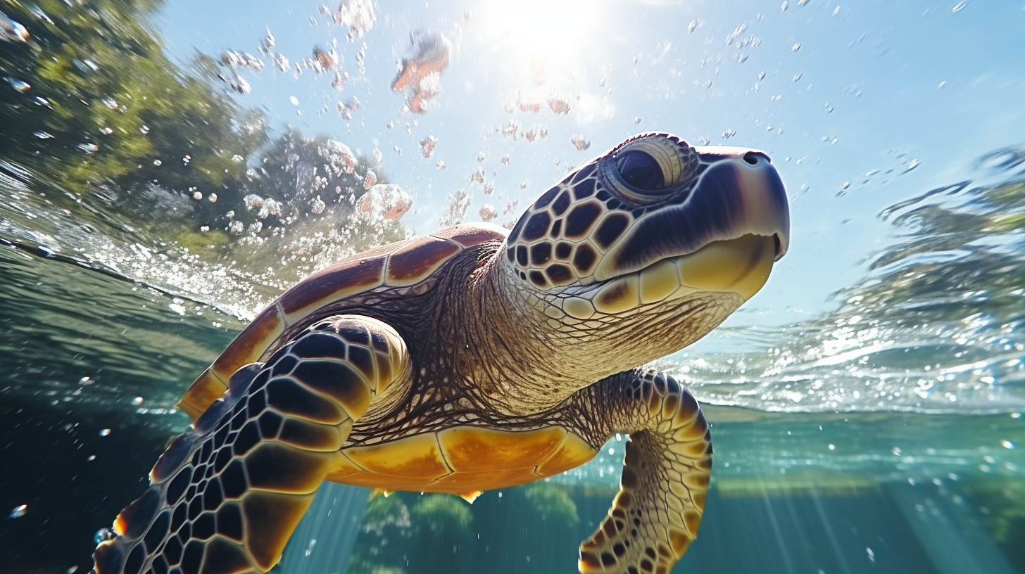 Underwater View Of A Majestic Sea Turtle Swimming Towards Sunlight Free Image Imgenic 