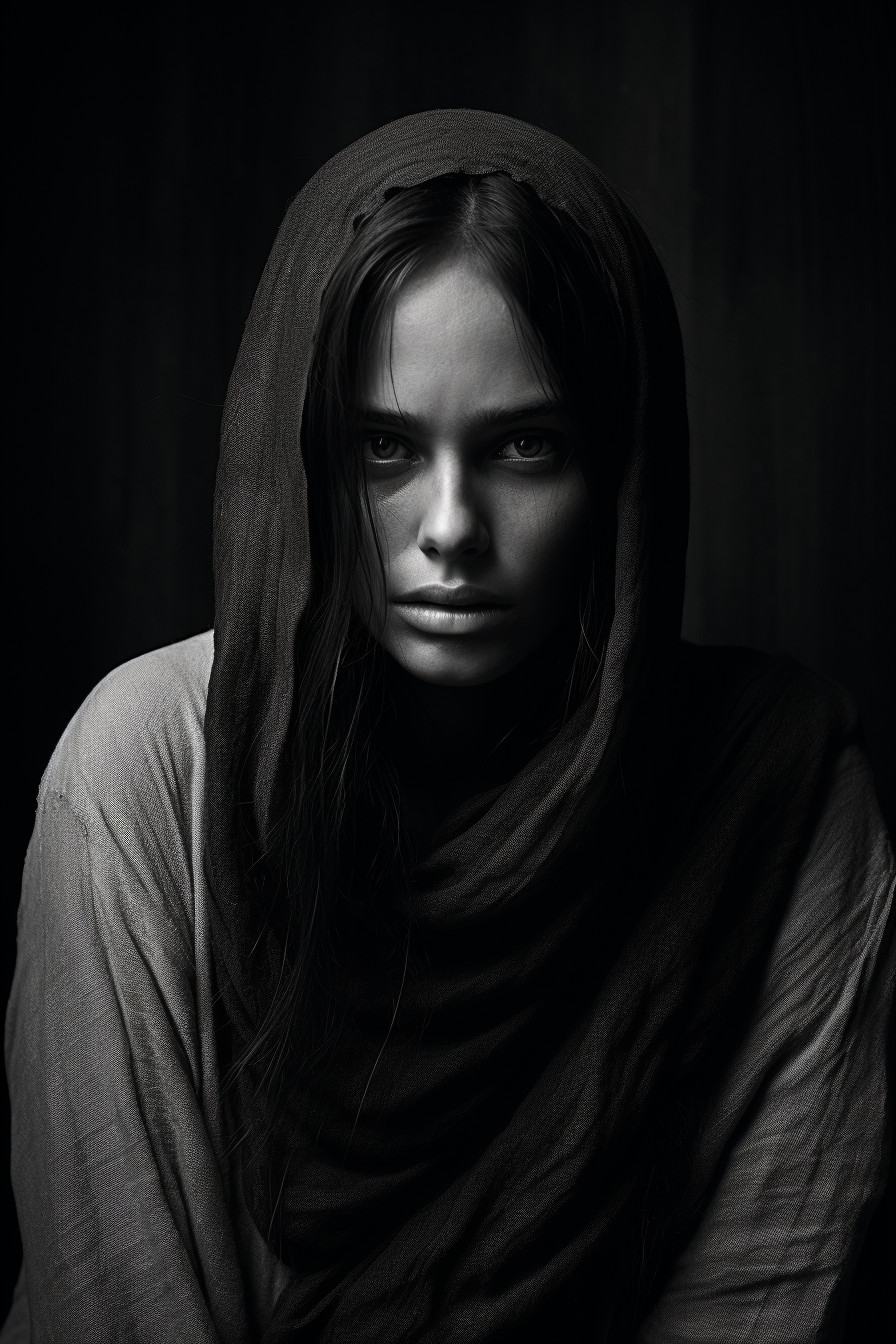 Timeless Black and White Portrait of a Woman Displaying Raw Emotions ...