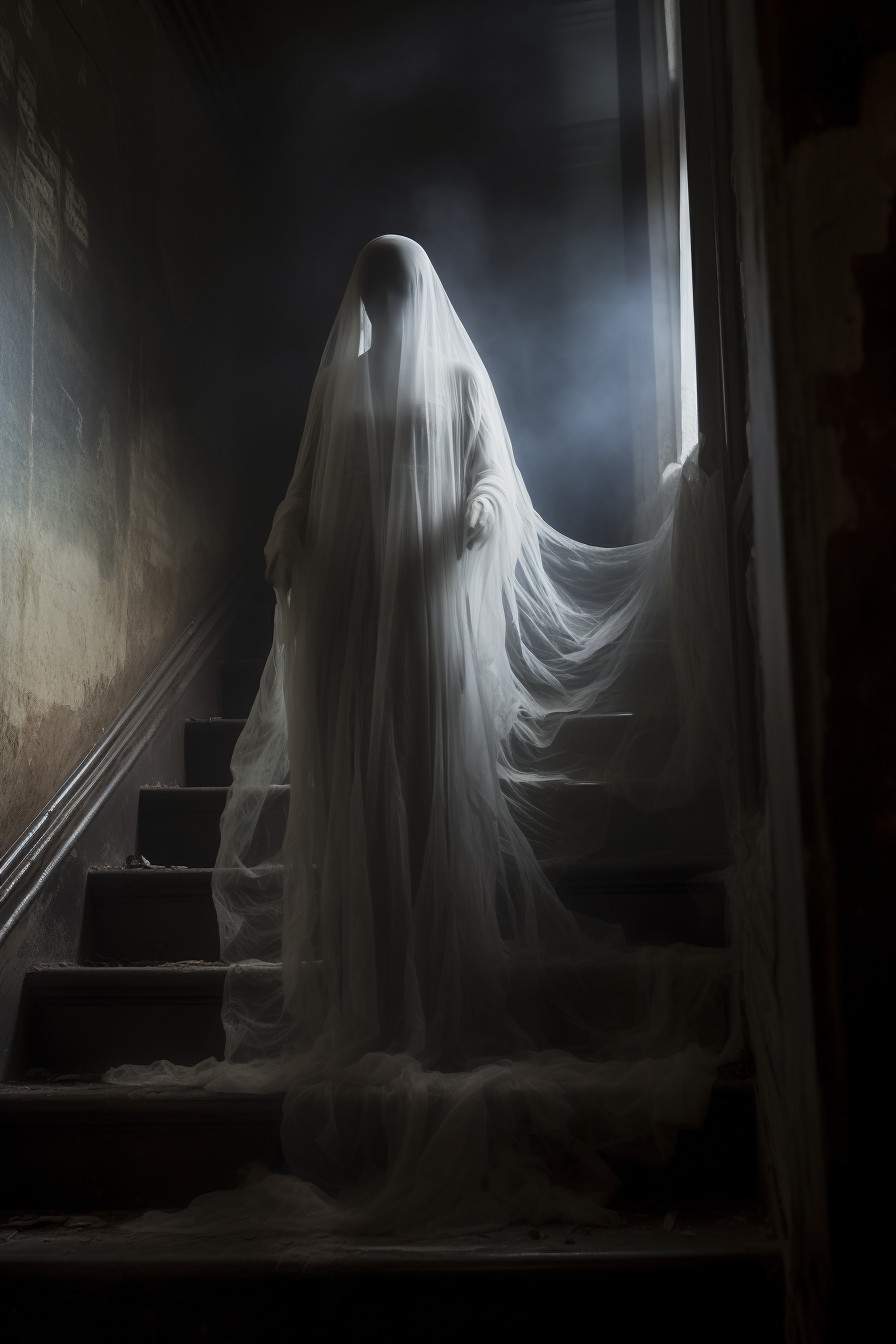 Ghostly Apparition Descending Stairs in Ancient Gothic Mansion - Free ...