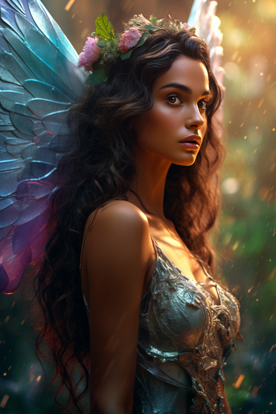 Ethereal Fairy in a Magical Forest with Sparkling Colored Wings - Free ...