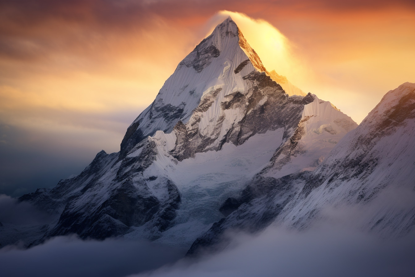 Stunning Sunrise View of Snowy Mount Everest Above Clouds - Free Image ...