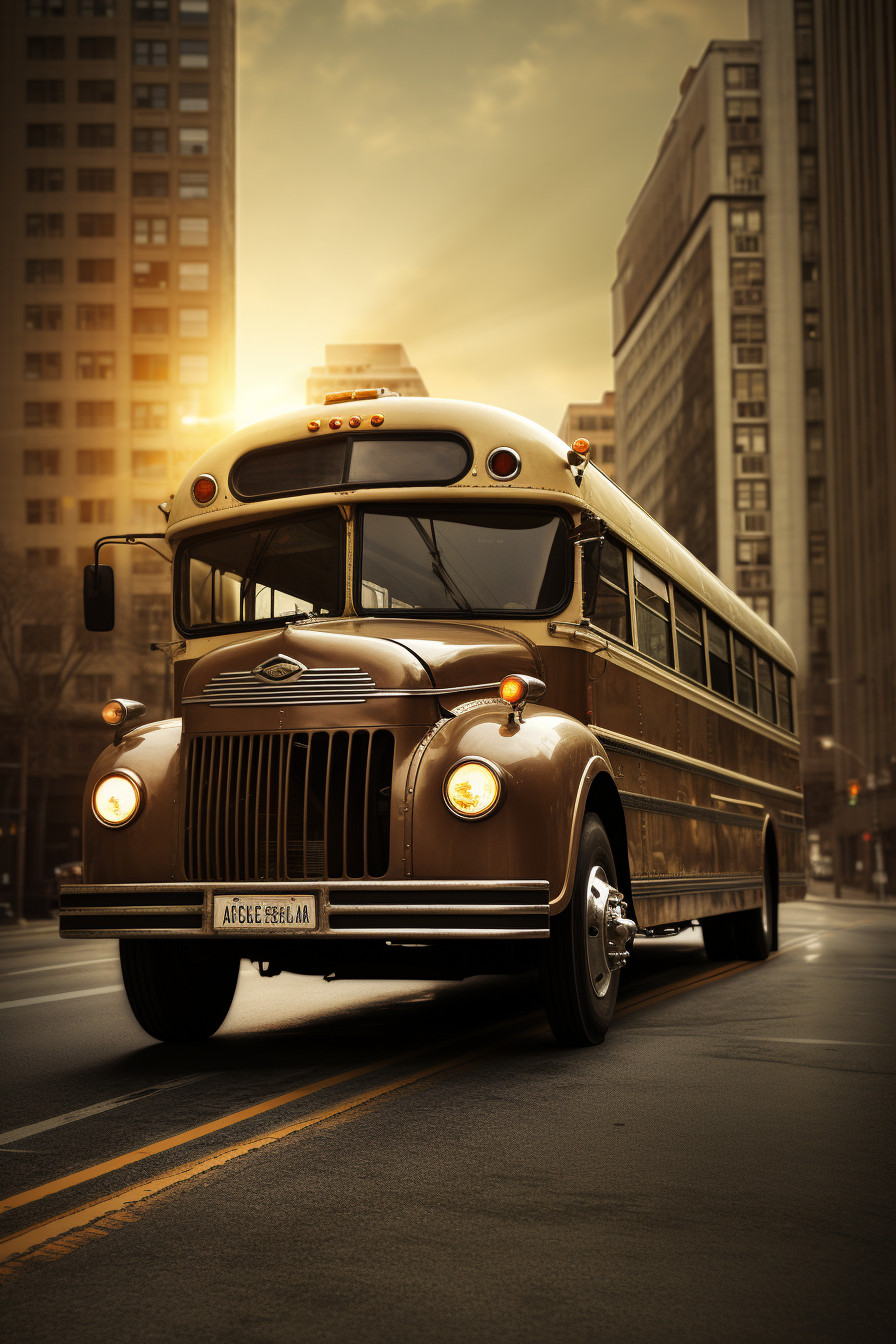 Vintage Bus in Motion Against Urban Metropolis Backdrop - Free Image ...