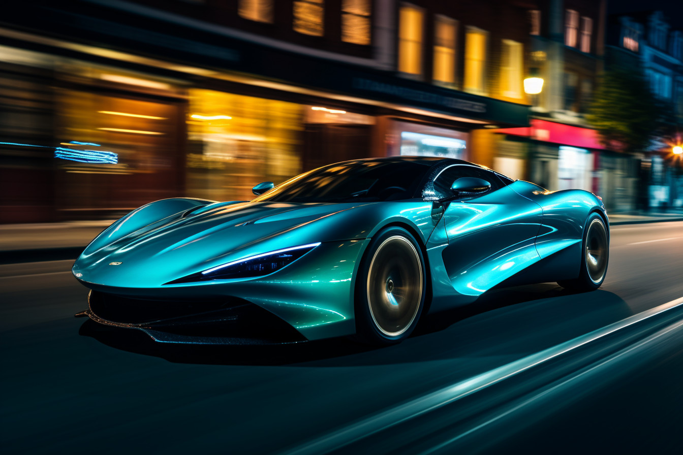 Blue Luxury Sports Car Cruising in City Lights at Dusk - Free Image ...