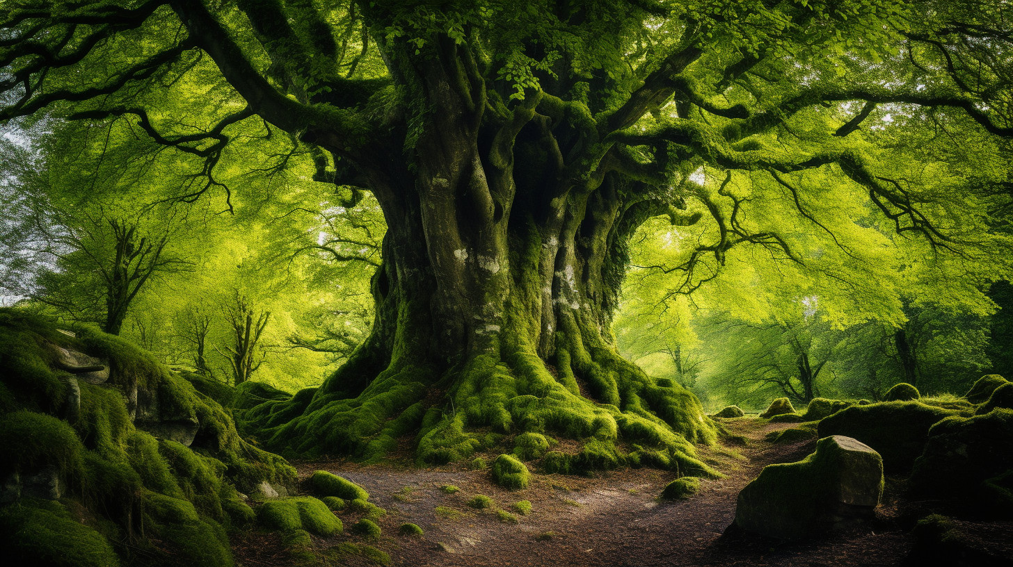 Detailed View of a Large Ancient Tree in Lush Green Forest - Free Image ...