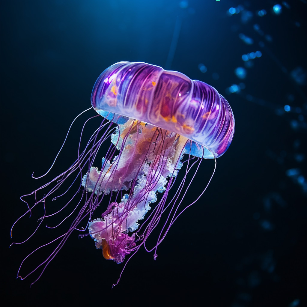 Bioluminescent Purple Jellyfish Underwater in High Resolution - Free ...