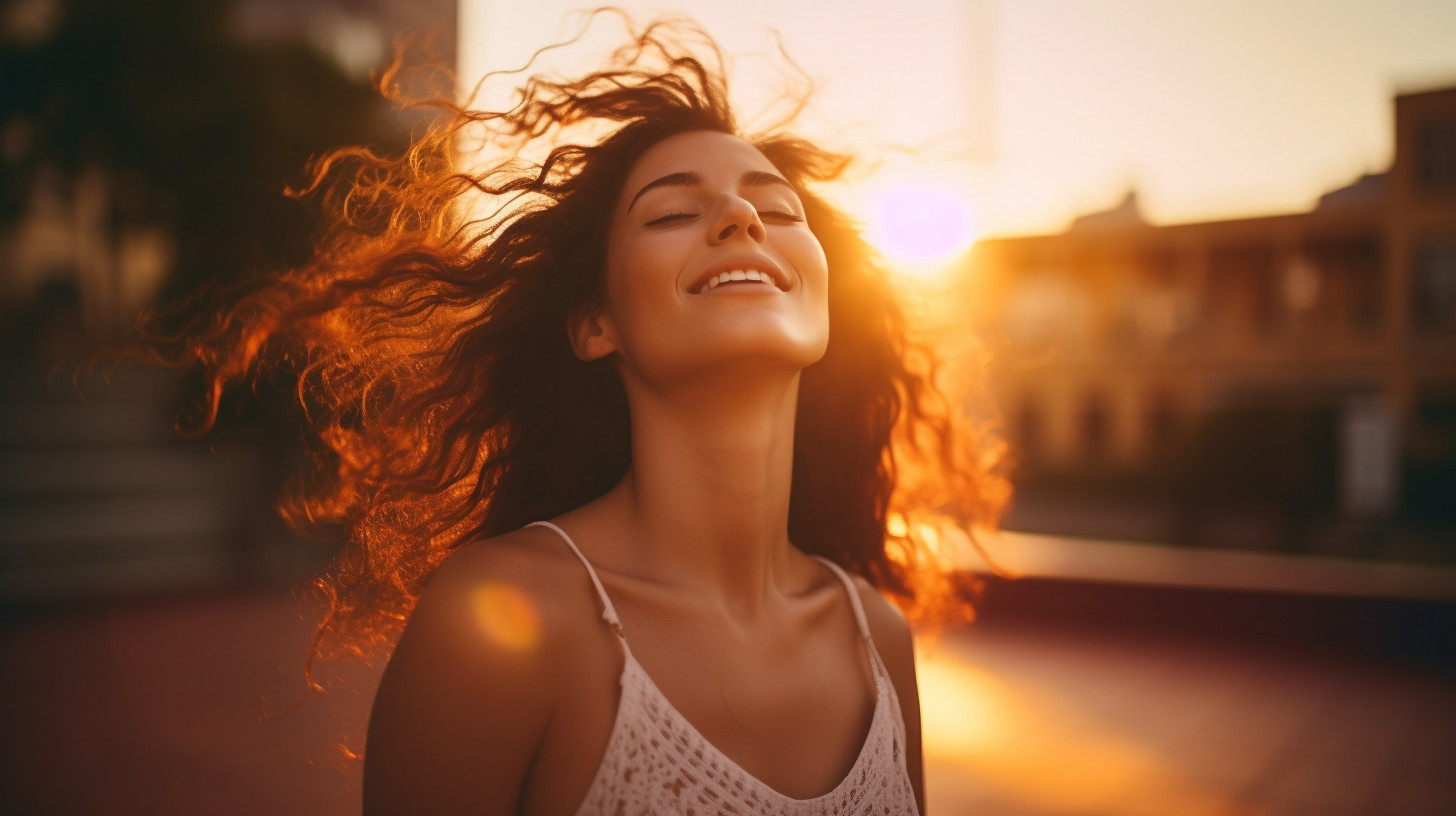 Young Woman Singing Passionately Against Warm Sunset Backdrop - Free ...