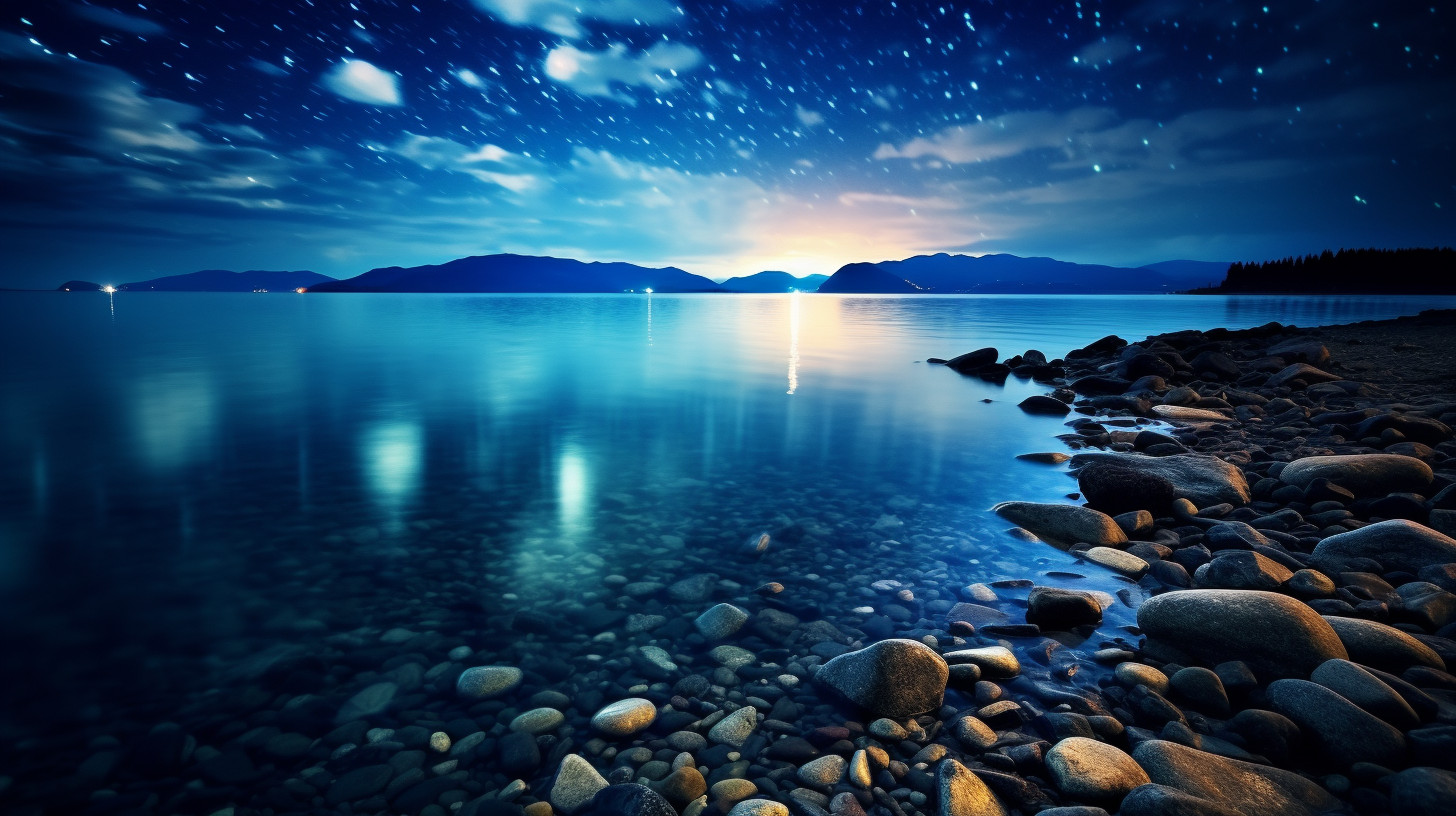 nighttime-beach-scene-under-a-star-filled-sky-with-stellar-reflections