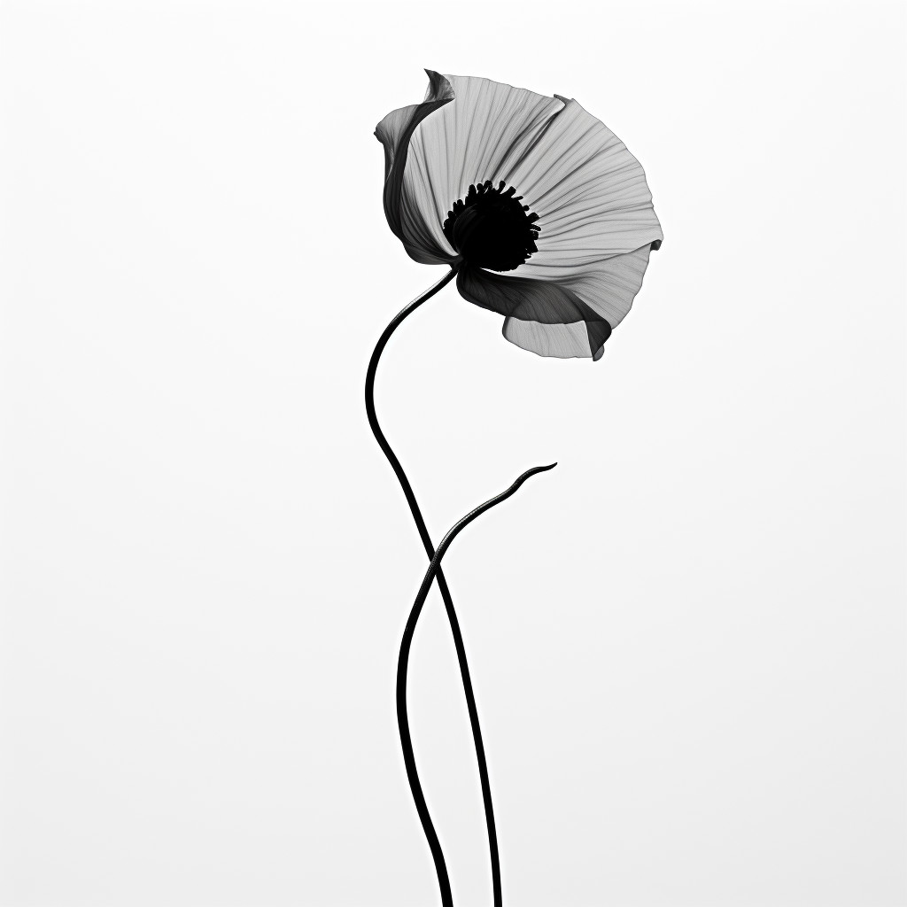 Minimalist Silhouette of a Flower in High Contrast Black and White 