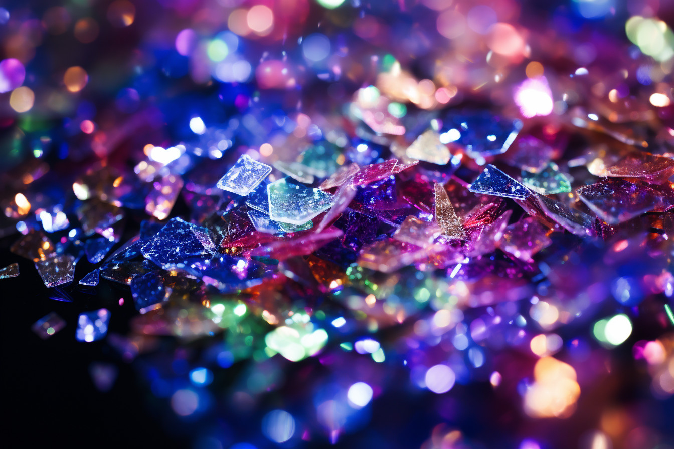 Macro Photography Of Shimmering Glitter On Black Background Free