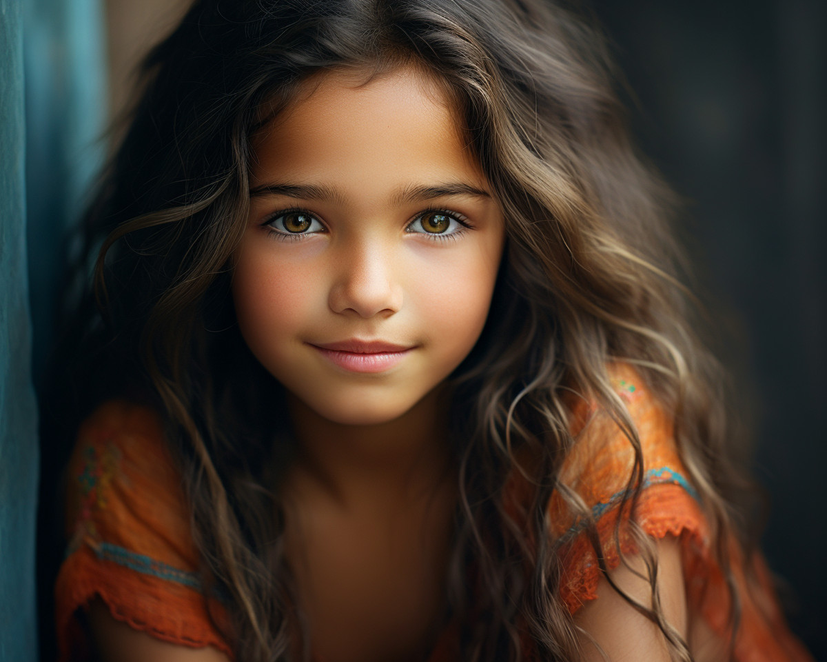 Portrait of a Kind-hearted Girl with Expressive Eyes and Gentle Smile ...