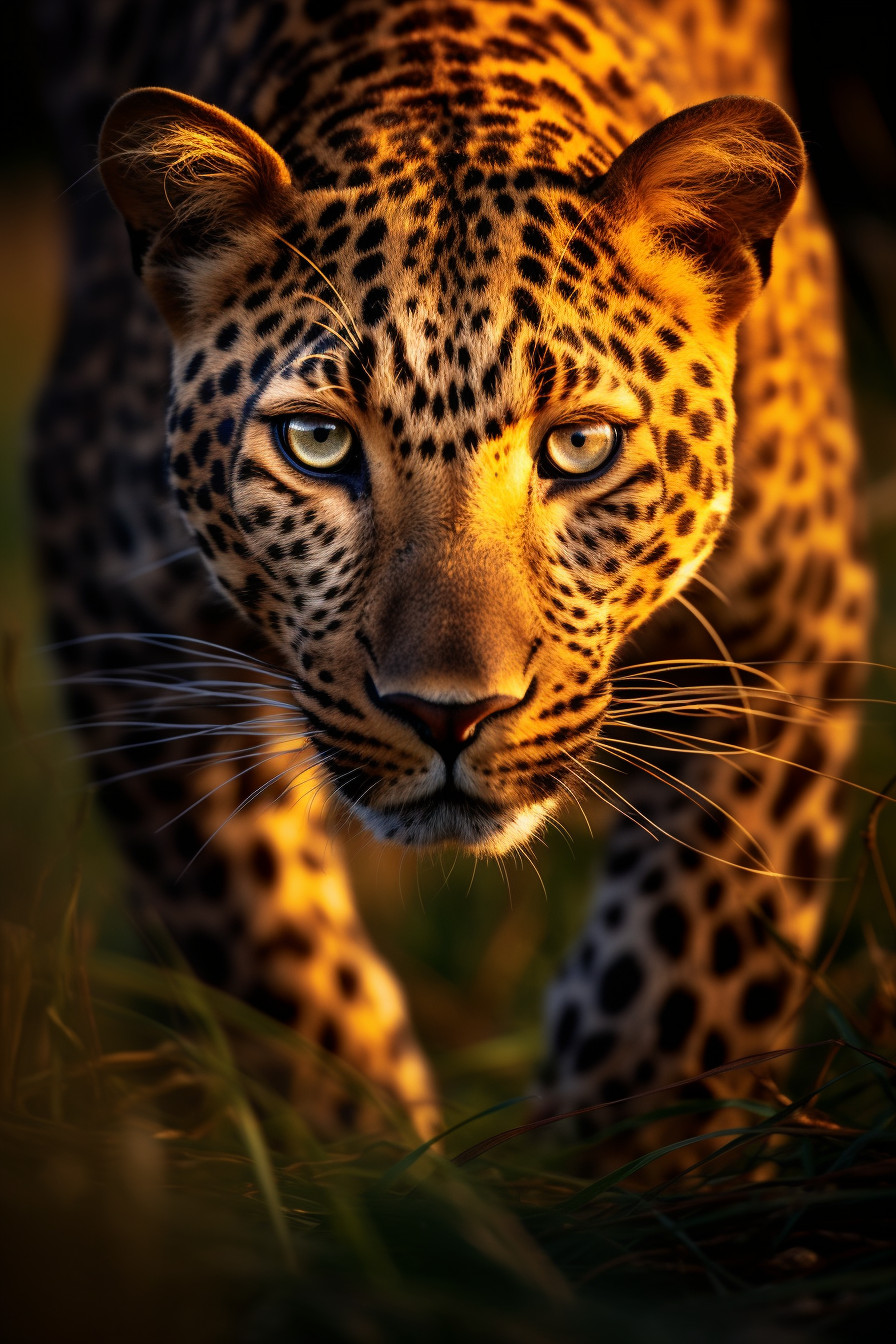 Photorealistic Image of Leopard Hunting in the Wild at Sunset - Free ...