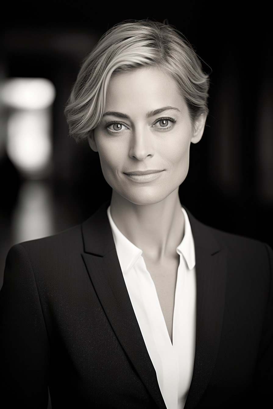 Black and White Professional Headshot of Confident Businesswoman with ...