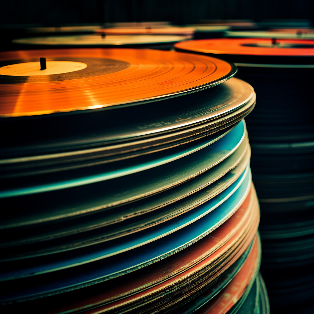 Vintage Vinyl Records Stack in Dramatic Low-Light Photography - Free ...