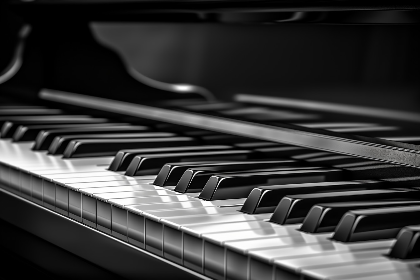 Detailed Piano Key Image: High-Contrast Black and White Photography