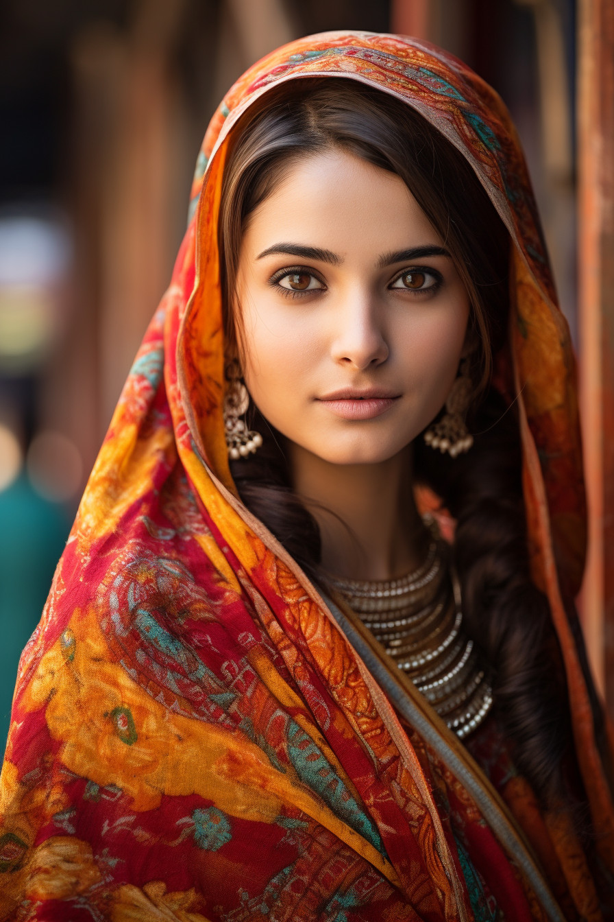 Vibrant Indian Girl In Traditional Saree: Ornate Jewelry & Expressive 