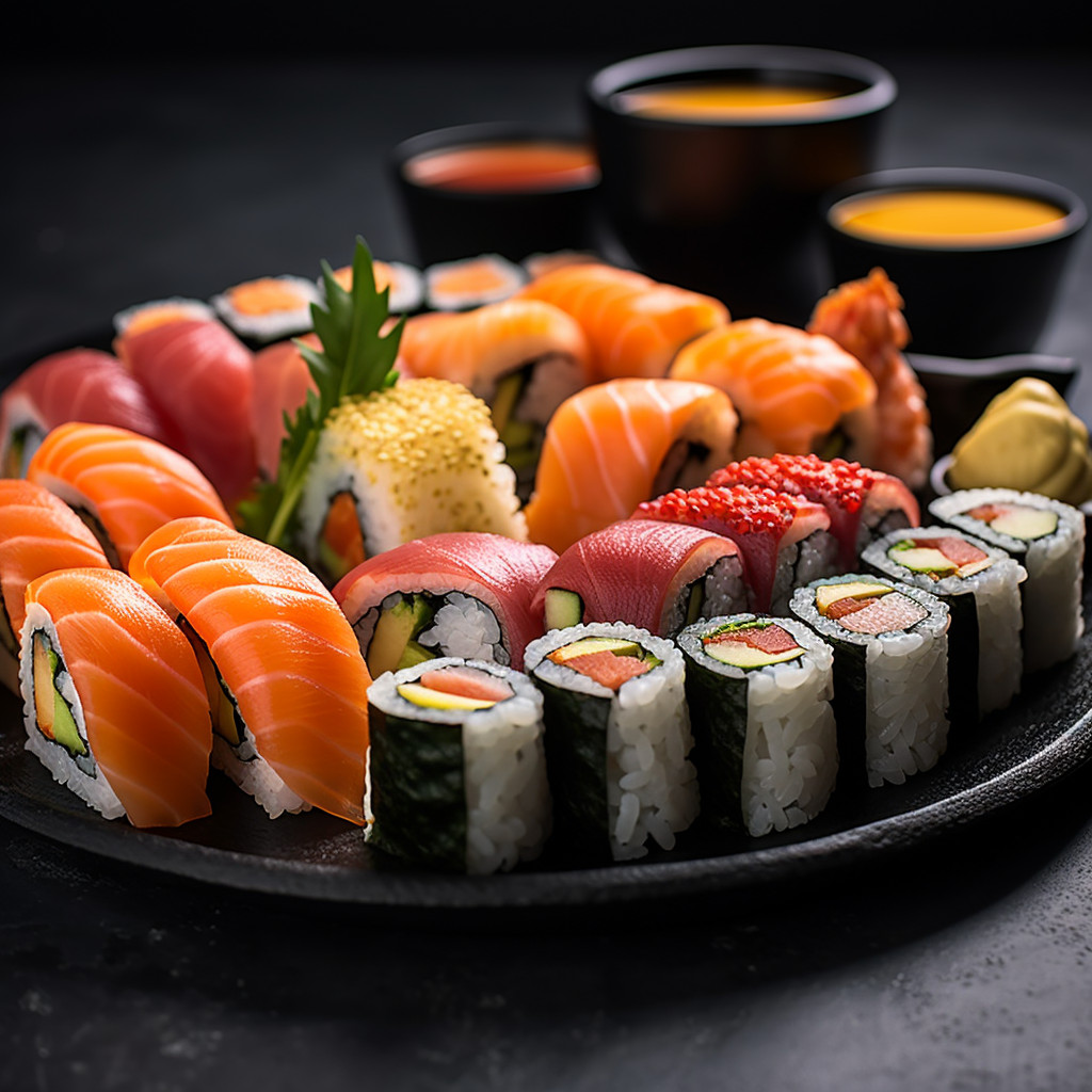 Exquisite Gourmet Sushi Platter on Fine Porcelain - Captivating Visual ...