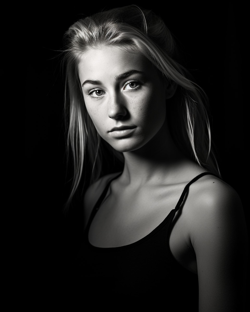 Stunning Black and White Studio Portrait of Confident Young Woman ...