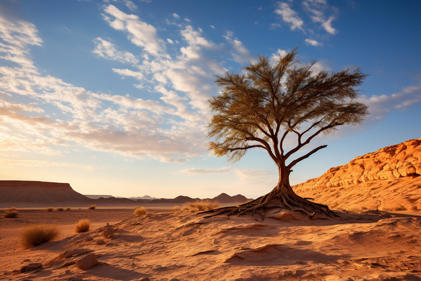 Resilient Solitary Tree In Desert - Striking Realistic Photograph 